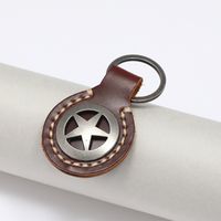 Simple Hand-stitched Five-pointed Star Leather Keychain Creative Personality Fashion Gift Trend Car Key Pendant main image 5