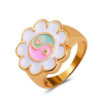 Vintage Tai Chi Oil Dripping Sunflower Heart Ring Wholesale Nihaojewelry sku image 19