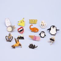 South Korea's New Personality Cute Alloy Cartoon Animal Brooch Little Penguin Dinosaur Crown Pin Badge main image 1