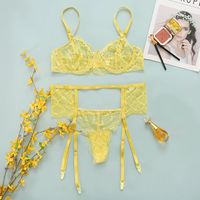 New Fashion Solid Color Hollow Women's Fake 3-piece Lace Sexy Suit sku image 5