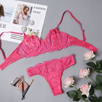 Fashion Solid Color Lace Stitching Sexy Underwear Suit sku image 1