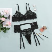 New Fashion Solid Color Hollow Women's Fake 3-piece Lace Sexy Suit sku image 2