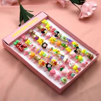 Wholesale Korean Version Cartoon 50pcs Resin Ring Acrylic Children's Toy Plastic Ring sku image 13