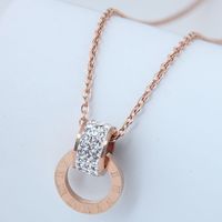 Korean Fashion Diamond-studded Circle Titanium Steel Necklace main image 3