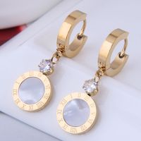 Korean Fashion Titanium Steel Roman Numerals Earrings sku image 3