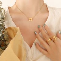 Mode Römischen Diamant Doppel Ring Ohrringe Halskette Titan Stahl Schmuck-set main image 4