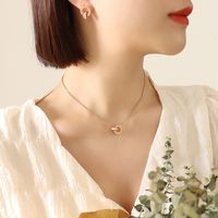 Fashion Roman Diamond Double Ring Earrings Necklace Titanium Steel Jewelry Set sku image 1