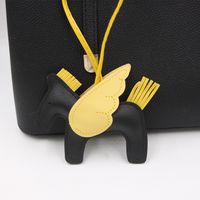 Cute Cartoon Tassel Pegasus Pendant Leather Pony Schoolbag Accessories Keychain sku image 10