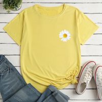 Small Chrysanthemum Print Loose Casual T-shirt main image 6