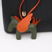 Cute Cartoon Tassel Pegasus Pendant Leather Pony Schoolbag Accessories Keychain sku image 8