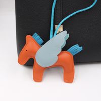 Cute Cartoon Tassel Pegasus Pendant Leather Pony Schoolbag Accessories Keychain sku image 7