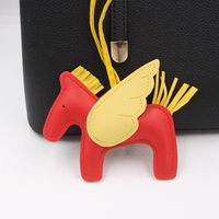 Cute Cartoon Tassel Pegasus Pendant Leather Pony Schoolbag Accessories Keychain main image 3