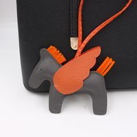 Cute Cartoon Tassel Pegasus Pendant Leather Pony Schoolbag Accessories Keychain sku image 4