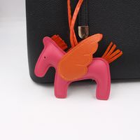 Cute Cartoon Tassel Pegasus Pendant Leather Pony Schoolbag Accessories Keychain sku image 5