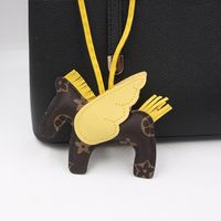 Cute Cartoon Tassel Pegasus Pendant Leather Pony Schoolbag Accessories Keychain sku image 11