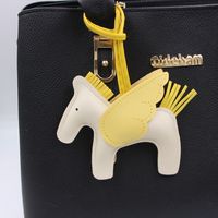 Cute Cartoon Tassel Pegasus Pendant Leather Pony Schoolbag Accessories Keychain sku image 1