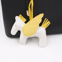 Cute Cartoon Tassel Pegasus Pendant Leather Pony Schoolbag Accessories Keychain sku image 2