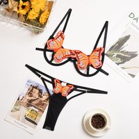 European And American Underwear New Mesh Perspective Hollow Tied Butterfly Gathered Bra Set Sexy Bra main image 7