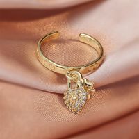 Fashion Micro Inlaid Zircon Open Adjustable Copper Ring Real Gold Plating sku image 26