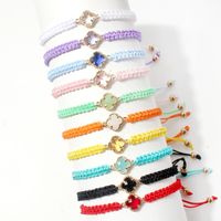 Sweet Four Leaf Clover Alloy Drawstring Knitting Crystal Women's Bracelets main image 1