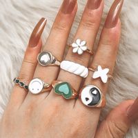 Cute Heart Smiley Face Alloy Plating Gold Plated Rings sku image 1