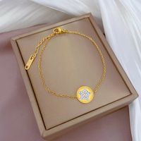 Fashion Constellation Heart Shape Flower Titanium Steel Inlaid Gold Zircon Bracelets 1 Piece sku image 28