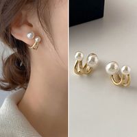 Elegant Geometric Bow Knot Imitation Pearl Alloy Inlay Rhinestones Women's Earrings 1 Pair sku image 8