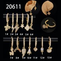 Fashion Moon Butterfly Lightning Copper Plating Inlay Zircon Drop Earrings 1 Piece sku image 2