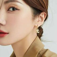 Elegant Geometric Bow Knot Imitation Pearl Alloy Inlay Rhinestones Women's Earrings 1 Pair main image 3