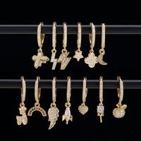 Fashion Moon Butterfly Lightning Copper Plating Inlay Zircon Drop Earrings 1 Piece main image 3