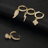 Fashion Moon Butterfly Lightning Copper Plating Inlay Zircon Drop Earrings 1 Piece main image 5