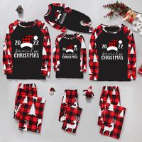 Casual Christmas Tree Letter Elk Cotton Polyester Pants Sets Straight Pants Blouse Family Matching Outfits main image 2