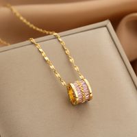 Wholesale Fashion Shell Elk 304 Stainless Steel Copper Plating 18K Gold Plated White-Plated K Artificial Pearls Zircon Pendant Necklace sku image 136