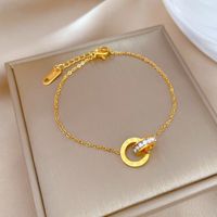 Fashion Constellation Heart Shape Flower Titanium Steel Inlaid Gold Zircon Bracelets 1 Piece sku image 26