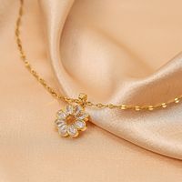 Wholesale Fashion Shell Elk 304 Stainless Steel Copper Plating 18K Gold Plated White-Plated K Artificial Pearls Zircon Pendant Necklace sku image 70