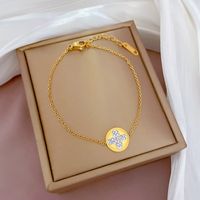 Fashion Constellation Heart Shape Flower Titanium Steel Inlaid Gold Zircon Bracelets 1 Piece sku image 30