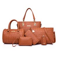 Women's Medium All Seasons Pu Leather Solid Color Fashion Square Zipper Bag Sets sku image 4