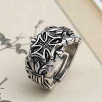 Retro Letter Bear Smiley Face Silver Plated Plating Women's Open Ring 1 Piece sku image 44