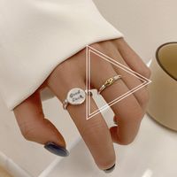 Retro Letter Bear Smiley Face Silver Plated Plating Women's Open Ring 1 Piece sku image 39