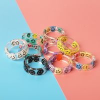 Wholesale Jewelry Simple Style Smiley Face Resin Printing Rings main image 1