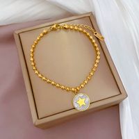 Fashion Constellation Heart Shape Flower Titanium Steel Inlaid Gold Zircon Bracelets 1 Piece sku image 8
