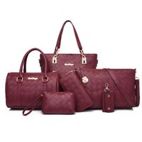 Women's Medium All Seasons Pu Leather Solid Color Fashion Square Zipper Bag Sets sku image 1