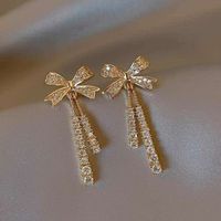 Elegant Geometric Bow Knot Imitation Pearl Alloy Inlay Rhinestones Women's Earrings 1 Pair sku image 29