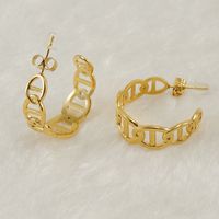 Simple Style Geometric Stainless Steel Ear Studs Inlaid Gold Stainless Steel Earrings 1 Pair main image 1