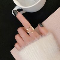 Fashion Heart Shape Flower Bow Knot Copper Inlay Artificial Pearls Zircon Open Ring 1 Piece sku image 60