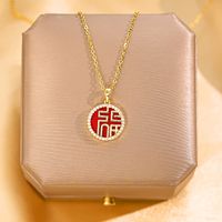 Wholesale Fashion Shell Elk 304 Stainless Steel Copper Plating 18K Gold Plated White-Plated K Artificial Pearls Zircon Pendant Necklace sku image 110