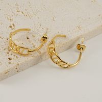 Simple Style Geometric Stainless Steel Ear Studs Inlaid Gold Stainless Steel Earrings 1 Pair main image 2