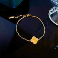 Fashion Constellation Heart Shape Flower Titanium Steel Inlaid Gold Zircon Bracelets 1 Piece sku image 5