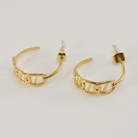 Simple Style Geometric Stainless Steel Ear Studs Inlaid Gold Stainless Steel Earrings 1 Pair main image 4