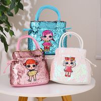 Girl's Small All Seasons Pu Leather Cartoon Cute Sequins Bucket Magnetic Buckle Handbag main image 4